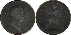 1723 Wood's Hibernia Halfpenny. Martin 4.33-Gb.2, W-13120. Rarity-3. VF Details--Environmental Damage (PCGS).
108.2 grains.
PCGS# 921504. NGC ID: F7...
