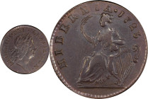 1723 Wood's Hibernia Halfpenny. Martin 4.61-Ha.1, W-12900. Rarity-4. EF Details--Cleaned (PCGS).
119.1 grains.
PCGS# 921260. NGC ID: F7J4.
From the...