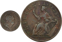 1723 Wood's Hibernia Halfpenny. Martin 4.90-Gc.9, W-13120. Rarity-7. EF Details--Tooled (PCGS).
117.1 grains.
PCGS# 920924. NGC ID: F7J4.
From the ...