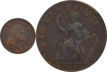 1723 Wood's Hibernia Halfpenny. Martin 4.96-Gc.39, W-13120. Rarity-5. VF Details--Environmental Damage (PCGS).
110.4 grains.
PCGS# 921320. NGC ID: F...
