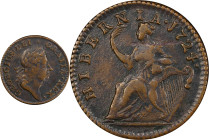 1724 Wood's Hibernia Halfpenny. Martin 4.67-K.3, W-13690. Rarity-2. EF Details--Environmental Damage (PCGS).
109.9 grains.
PCGS# 921283. NGC ID: F7J...