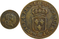 1720-BB Liard au buste enfantin. John Law Issue. Strasbourg Mint. Gadoury-270, Hodder-1, Anton-Kesse pp. 46-50. AU-50 (PCGS).
43.6 grains.
PCGS# 393...