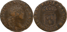 1721-S Liard au buste enfantin. John Law Issue. Reims Mint. Gadoury-270, Hodder-1, Anton-Kesse pp. 46-50. VF-35 (PCGS).
40.4 grains.
PCGS# 413422.
...