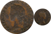 Undated (1719-1720) Liard au buste enfantin. John Law Issue. Gadoury-270, Hodder-1, Anton-Kesse pp. 46-50. Full Brockage Reverse. Fine Details--Enviro...