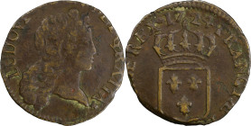 1724-Q Demi-Sol au buste enfantin. John Law Issue. Perpignan Mint. Gadoury-273, Hodder-2, Anton-Kesse pp. 46-50. VF Details--Excessive Clipping (PCGS)...