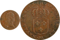 1719-AA Sol au buste enfantin. John Law Issue. Metz Mint. Gadoury-276, Hodder-3, Anton-Kesse pp. 46-50. EF-40 (PCGS).
171.8 grains.
PCGS# 227166.
F...