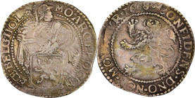 NETHERLANDS. Holland. 1668 Lion Daalder. Delmonte-832, Davenport-4858, KM-17. EF-40 (PCGS).
This date is cataloged as R.3 ("Extremement rare") by Del...