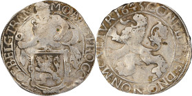 NETHERLANDS. Overijssel. 1643 Lion Daalder. Delmonte-856, Davenport-4860, KM-12. VF-30 (PCGS).
From the Sydney F. Martin Collection. Purchased from s...
