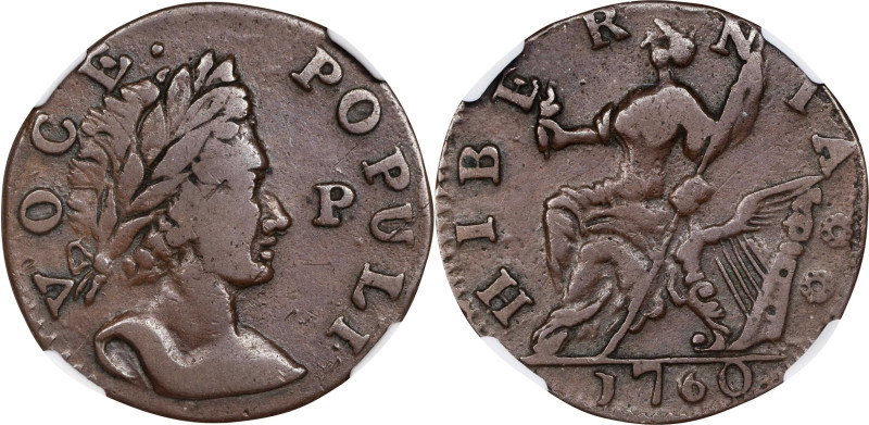 1760 Voce Populi Halfpenny. Nelson-12, Zelinka 15-N, W-13950. Rarity-3. P in Fro...