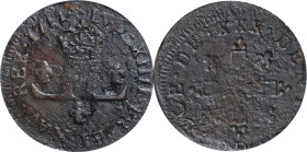 1711-D 30 Deniers, or Mousquetaire. Lyon Mint. Vlack-3. Rarity-2. Genuine (PCGS).
Very Fine, environmental damage.
PCGS# 158686. NGC ID: 2AVE.
Ex T...