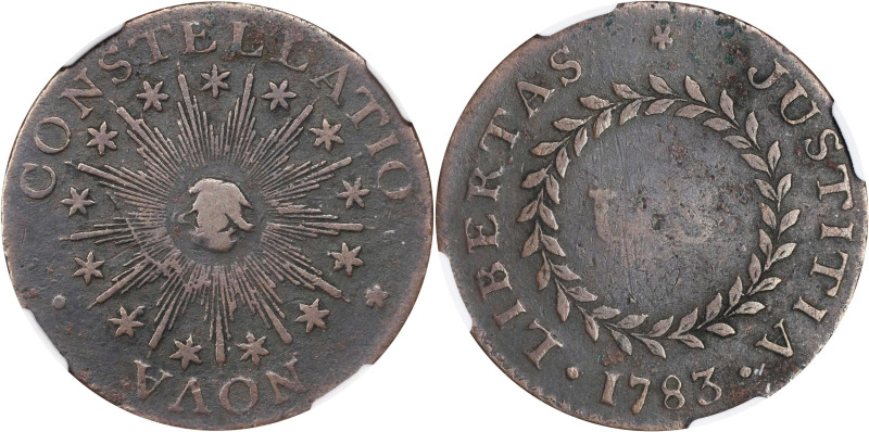 1783 Nova Constellatio Copper. Crosby 2-B, W-1865. Rarity-2. CONSTELLATIO, Point...