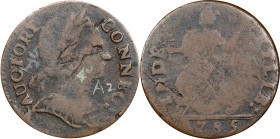 1785 Connecticut Copper. Miller 4.3-A.2, W-2365. Rarity-3. Bust Right. Fine, Granular.
137.5 grains. Painted attribution on obverse.
PCGS# 685161. N...