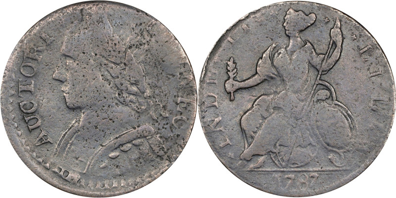 1787 Connecticut Copper. Miller 13-D, W-2890. Rarity-2. Mailed Bust Left, Childi...