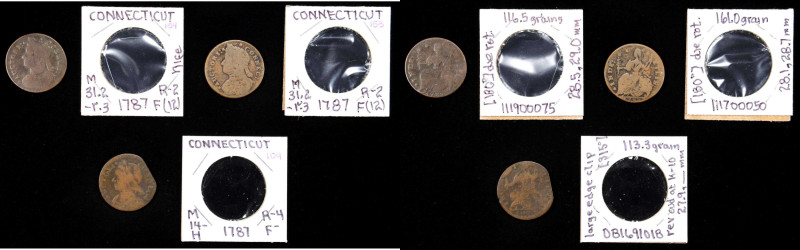 Lot of (3) 1787 Connecticut Coppers. Very Good.
Included are: Mailed Bust Left;...