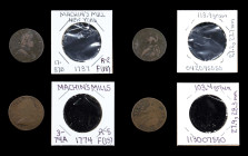 Lot of (2) Machin's Mills Halfpennies. Fine.
Included are: 1774 Vlack 3-74A, granular; and 1787 Vlack 17-87B, porous.

From the Charles Smith Colle...