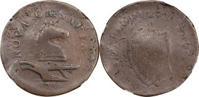 1786 New Jersey Copper. Maris 17-b, W-4870. Rarity-3. Siboni DS2. Straight Plow Beam, Chess Knight, PLUKIBUS, Large Planchet. Overstruck on a Connecti...