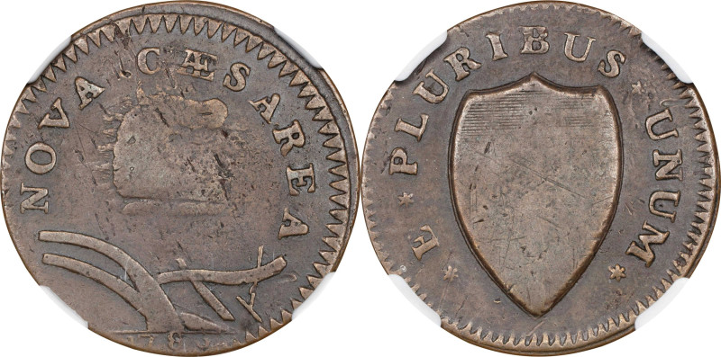 1786 New Jersey Copper. Maris 23-R, W-4945. Rarity-3. Curved Plow Beam, Narrow S...