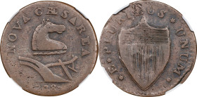 1787 New Jersey Copper. Maris 39-a, W-5195. Rarity-2. No Sprig Above Plow, Small Head. Fine Details--Scratches (NGC).
143.6 grains.
PCGS# 766267. NG...