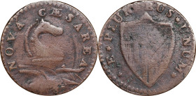 1787 New Jersey Copper. Maris 46-e, W-5250. Rarity-1. No Sprig Above Plow, Clashed Die. Very Fine, Scratches.
138.0 grains.
PCGS# 766317. NGC ID: AU...