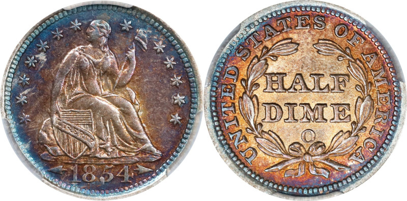 1854-O Liberty Seated Half Dime. Arrows. AU Details--Cleaned (CACG).

PCGS# 43...