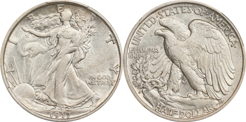 1917-S Walking Liberty Half Dollar. Reverse Mintmark. AU-50 (PCGS).

PCGS# 657...