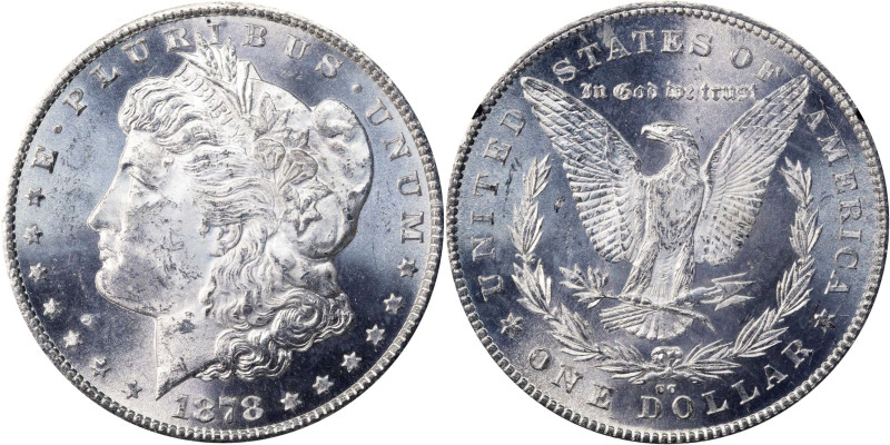 1878-CC GSA Morgan Silver Dollar. MS-63 (NGC).
The original box and card are no...