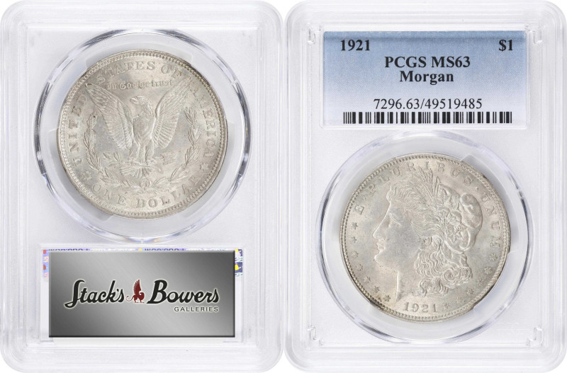 Lot of (3) 1921 Morgan Silver Dollars. MS-63 (PCGS).

PCGS# 7296. NGC ID: 256X...