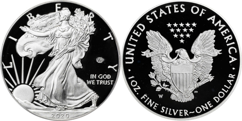 2020-W Silver Eagle. 75th Anniversary of the End of World War II V75 Privy Mark....