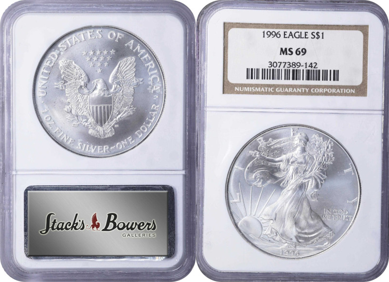 Lot of (20) Mid-1990s Silver Eagles. MS-69 (NGC).
Included are: (11) 1995; and ...