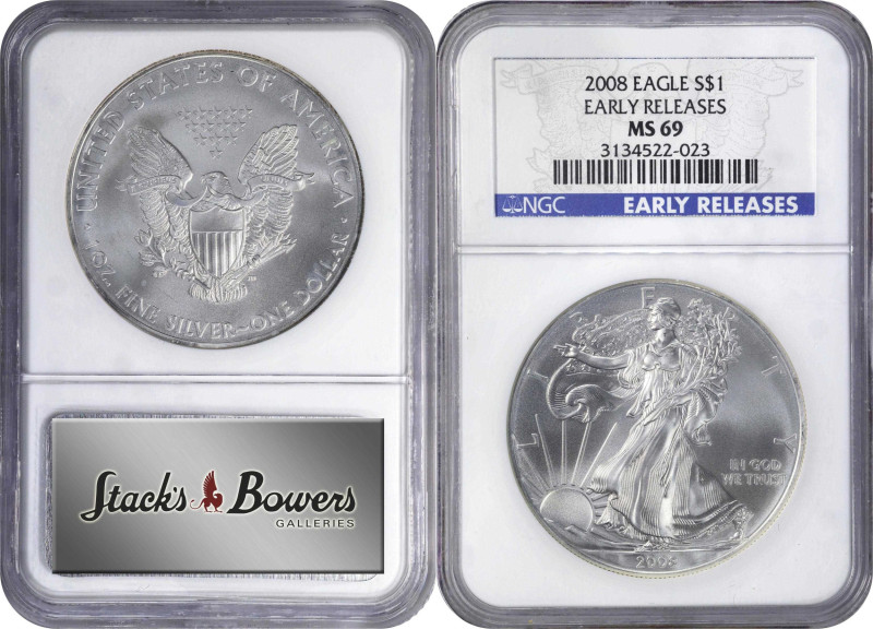 Lot of (20) Mid-2000s Silver Eagles. MS-69 (NGC).
Included are: (11) 2007; and ...