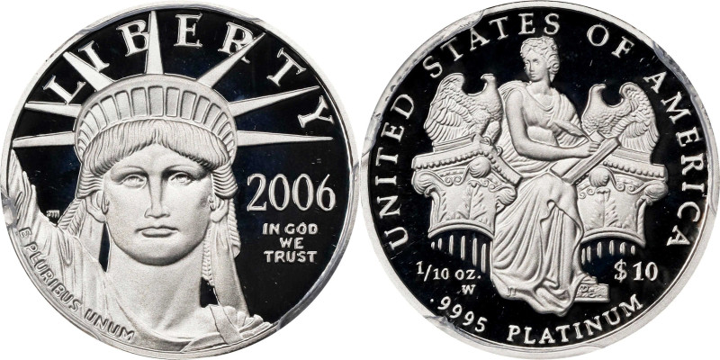 2006-W Tenth-Ounce Platinum Eagle. Mint Engraver Series. Proof-70 Deep Cameo (PC...