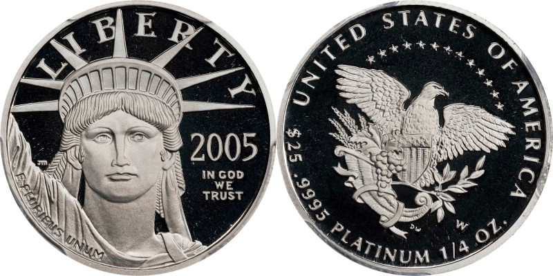 2005-W Quarter-Ounce Platinum Eagle. Mint Engraver Series. Proof-70 Deep Cameo (...