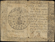 CC-84. Continental Currency. September 26, 1778. $40. Very Fine.
No. 105494. Imprint of Hall & Sellers, a circulated note with a readily apparent sym...