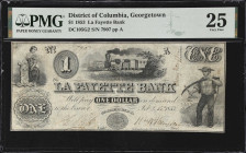 Lot of (2) Georgetown, District of Columbia. Farmers & Mechanics Bank & La Fayette Bank. 1853-56 $1 & $50. PCGS Banknote Very Fine 20 Details to PMG V...