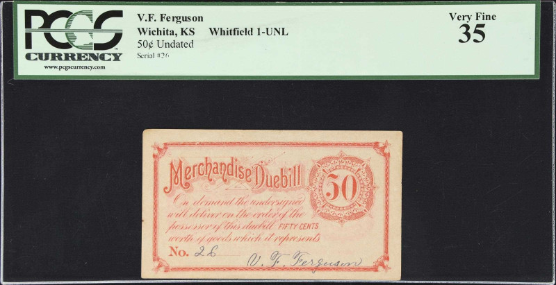 Wichita, Kansas. V.F. Ferguson. ND 50 Cents. PCGS Currency Very Fine 35.
(White...