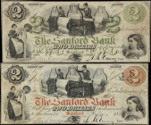 Sanford, Maine. Sanford Bank. 1861 $2. Very Fine.
A pair of Maine Obsoletes from a most prolific bank, these notes display even circulation and good ...