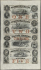 Uncut Sheet of (4). Omaha City., Nebraska. Western Exchange Fire & Marine Insurance Company. 1857 $1-$2-$3-$5. Choice About Uncirculated.
A sheet of ...