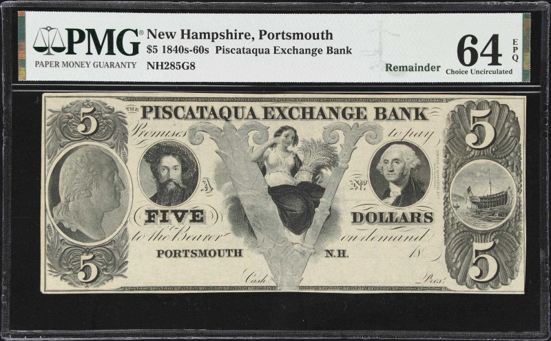 Portsmouth, New Hampshire. Piscataqua Exchange Bank. 18xx $5. PMG Choice Uncircu...