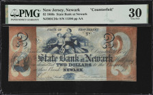 Lot of (2) Newark, New Jersey. State Bank at Newark. 1862 $2 & $5. PMG Fine 12 to Very Fine 30. Counterfeit.
A pair of counterfeits imitating genuine...
