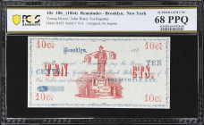 Brooklyn, New York. Young Hyson/John Ward, Tea Importer. 186x 10 Cents. PCGS Banknote Superb Gem Uncirculated 68 PPQ. Remainder.
An unusual item that...