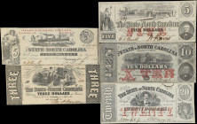 Raleigh, North Carolina. State of North Carolina. 1863 $3, $5, $10 & $20. Very Fine to About Uncirculated.
An assortment of approximately (5) Obsolet...