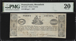 Lot of (2) Bloomfield, Pennsylvania. Perry County. 1837 50 Cents & $1. PMG Very Fine 20.
A pair of Obsoletes issued by Perry County in Central Pennsy...