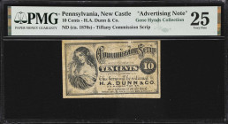 New Castle, Pennsylvania. H.A. Dunn & Co. ND (ca. 1870s) 10 Cents. PMG Very Fine 25. Advertising Note.
Among the proliferation of scrip that filled t...