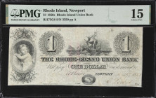 Lot of (2) Newport & Providence, Rhode Island. City Bank & Rhode Island Union Bank. 1853-58 $1 & $2. PMG Choice Fine 15.
A pair of Obsoletes from Rho...