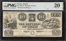 Austin, Texas. Republic of Texas. 1840 $10. PMG Very Fine 20.
No. 386. Plate A. An attractive and popular issue from the short-lived Republic of Texa...