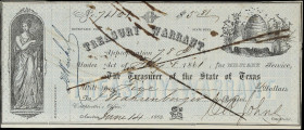 Austin, Texas. State of Texas. Treasury Warrant. 1862 $5.81. Choice Uncirculated.
No. 7805. Issued by the Treasurer of the State of Texas and paid ou...