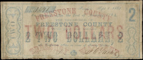 Fairfield, Texas. Freestone County. Treasury Warrant. 1862 $2. Fine.
No. 1541. A scarce Treasury Warrant from Freestone County in North Texas. A smal...