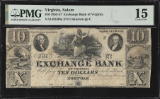 Lot of (2) Norfolk & Salem, Virginia. Exchange Bank of Virginia. 18xx $10 & $20. PMG Fine 12 to Choice Fine 15.
A pair of Obsoletes from the Old Domi...