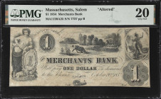 Lot of (2) Salem & Trenton, Massachusetts & New Jersey. Merchants Bank. 1854-60's $1. PMG Very Fine 20.
A pair of Obsoletes from Massachusetts and Ne...