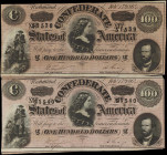 Lot of (2). T-65. Confederate Currency. 1864 $100. About Uncirculated. Consecutive Serial Numbers.
A lot of approximately (2) consecutive T-65 $100 C...